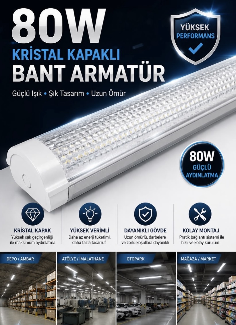 80W LEDLİ BANT ARMATÜR 120CM