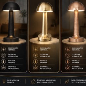 LEDLİ ÇİFT RENKLİ DOKUNMATİK DİMLİ MASA LAMBASI