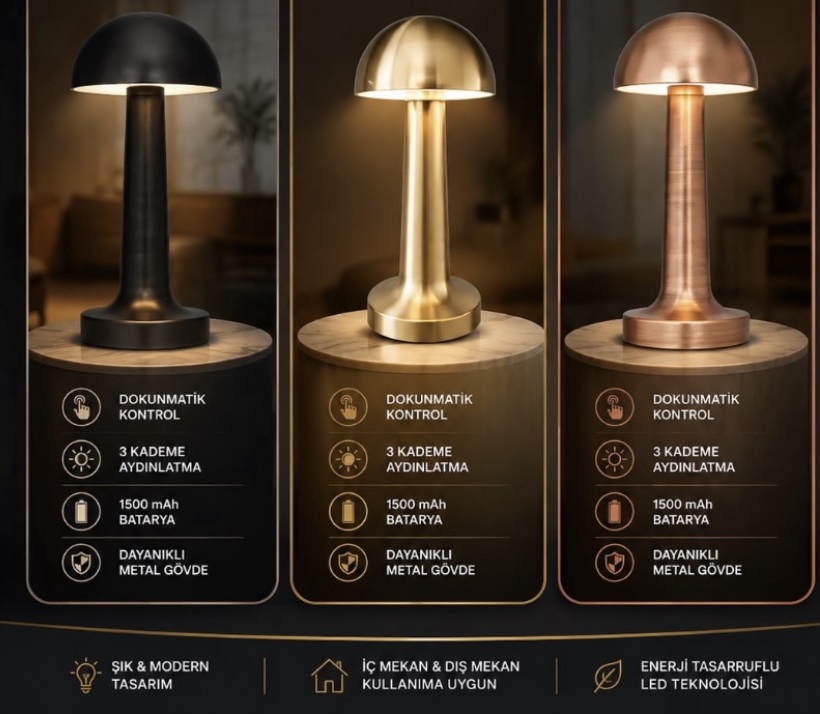 LEDLİ ÇİFT RENKLİ DOKUNMATİK DİMLİ MASA LAMBASI