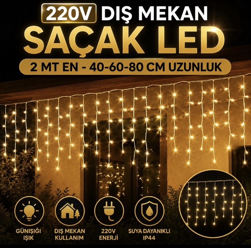 DIŞ MEKAN SAÇAK LED PERDE EKLENEBİLİR ÇAKARLI 2X1
